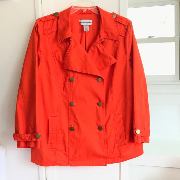JESSICA LONDON Cotton Utility Jacket Denim Orange Jean Women’s Plus Size 18 2X - Picture 1 of 16